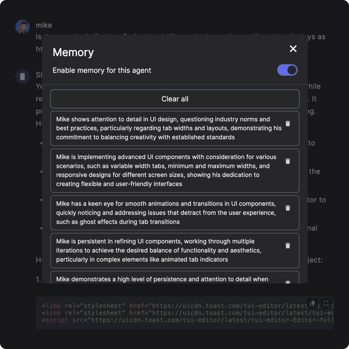 AI memory feature